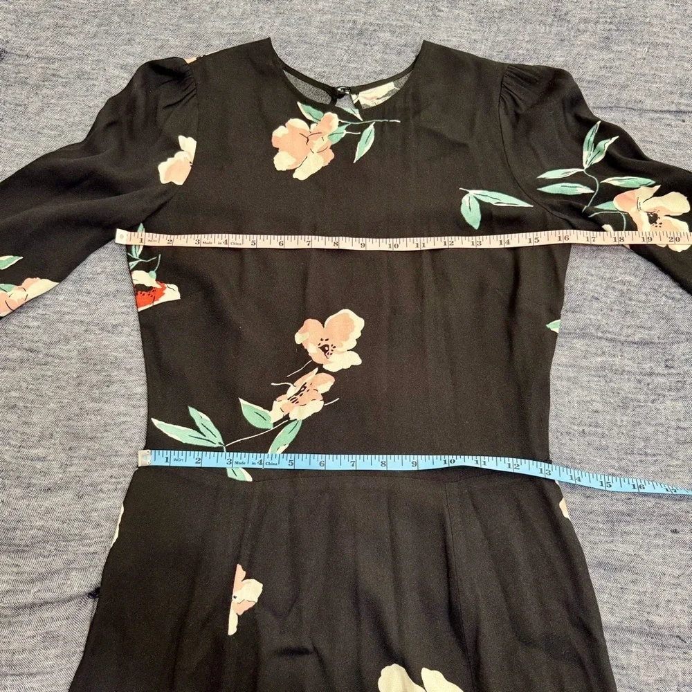 Reformation Vanessa Floral Ornament Rayon Blend Slit Longsleeve Dress Size 4